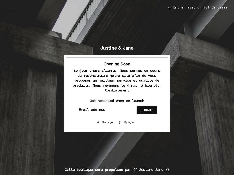 justine-jane.com — Shopify storefront screenshot
