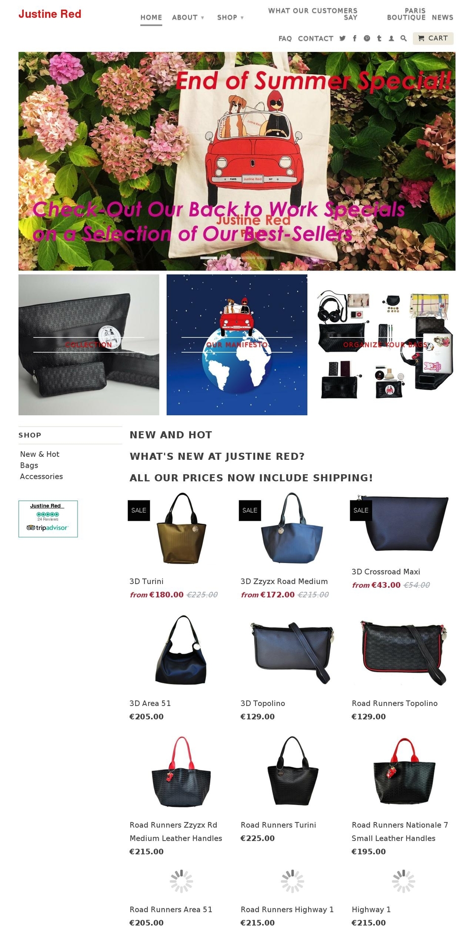 justine-red.com — Shopify storefront screenshot