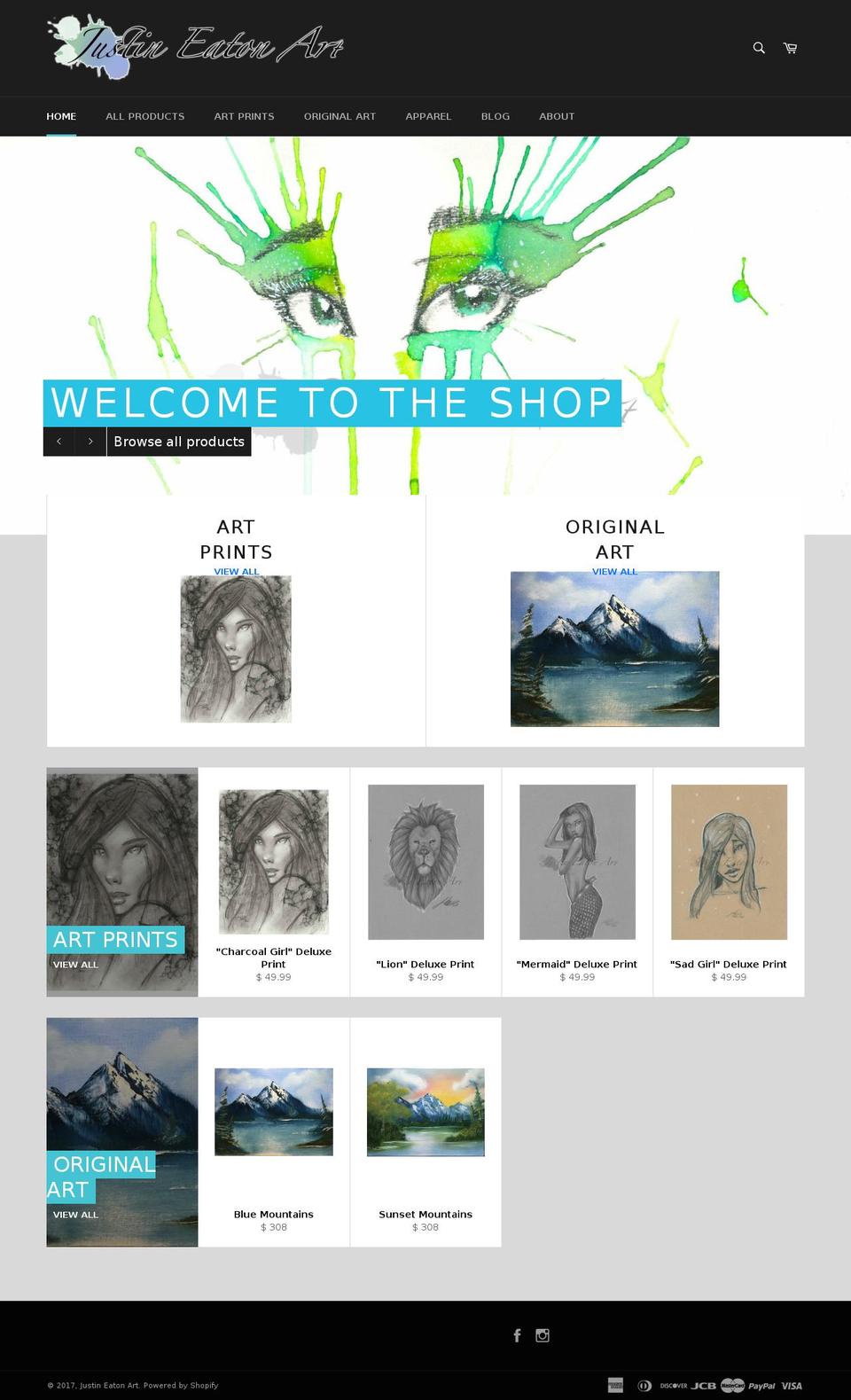justineatonart.com shopify website screenshot