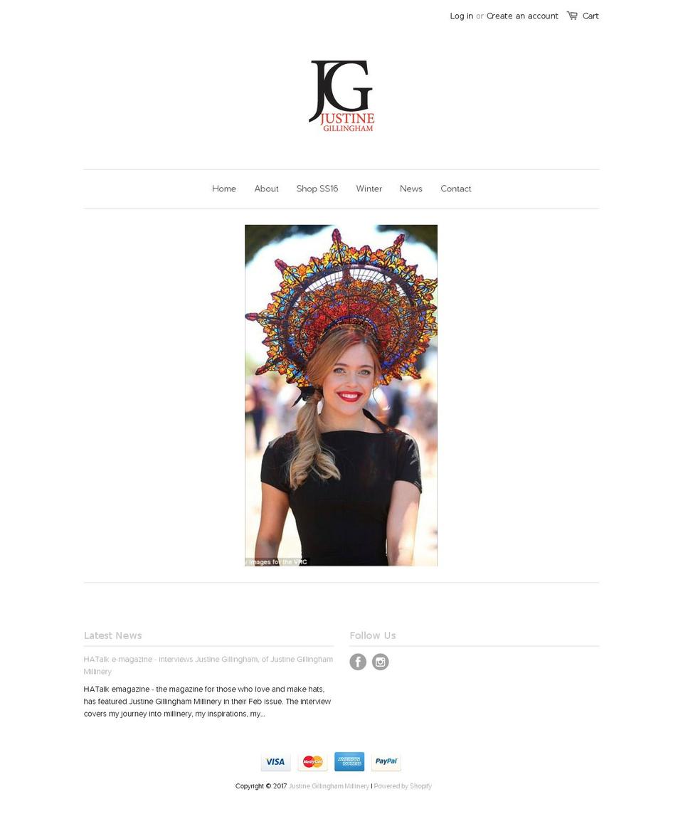justinegillingham.com shopify website screenshot