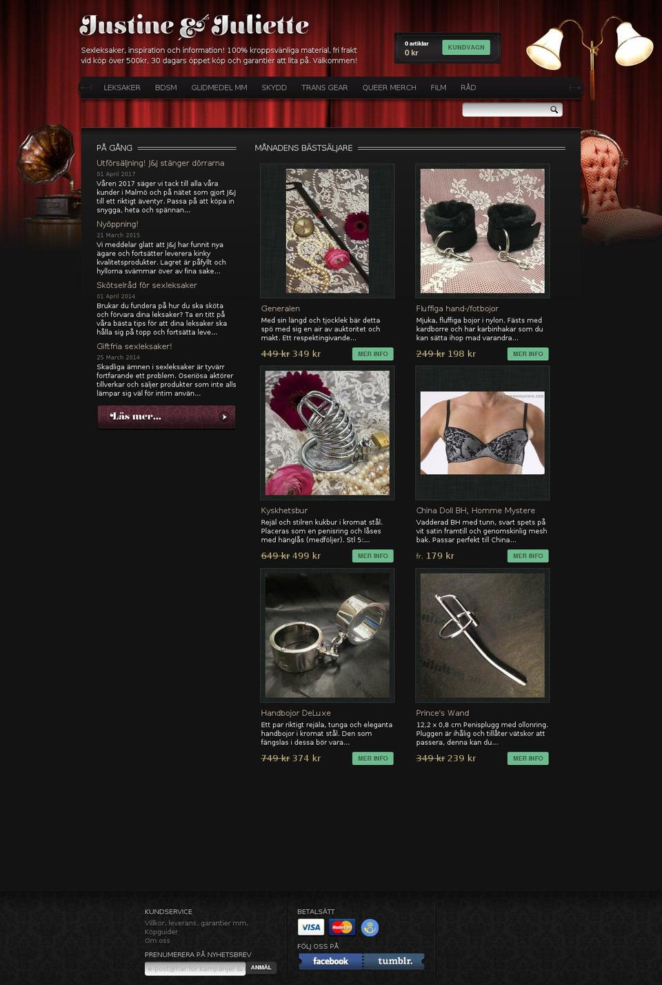justinejuliette.se shopify website screenshot