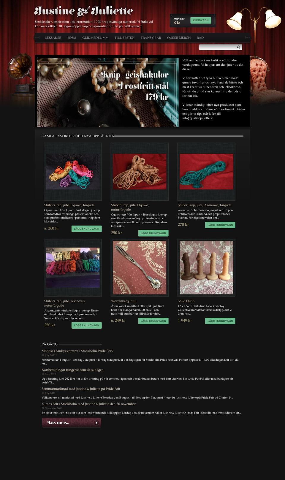 justineojuliette.se shopify website screenshot