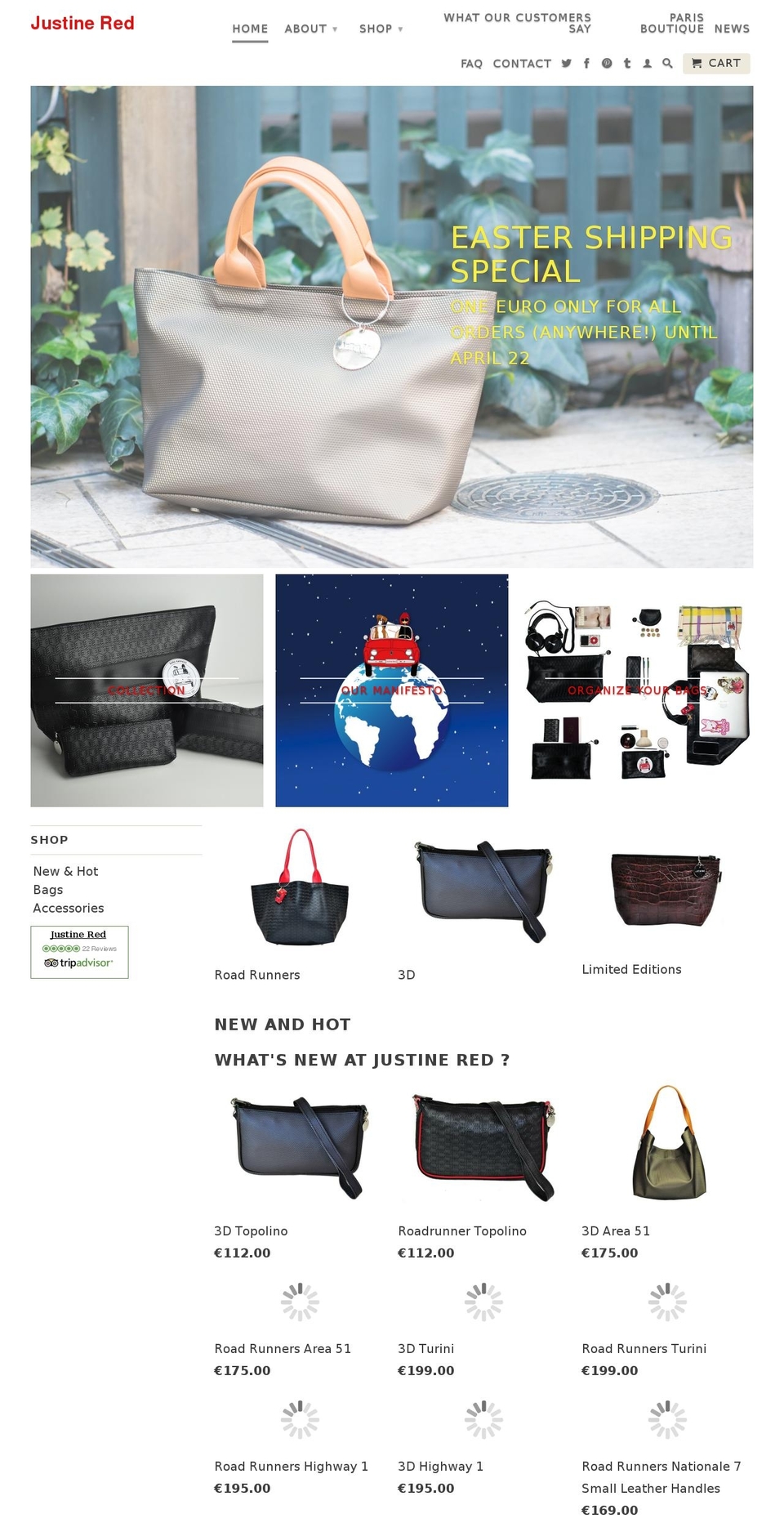 justinered.com shopify website screenshot