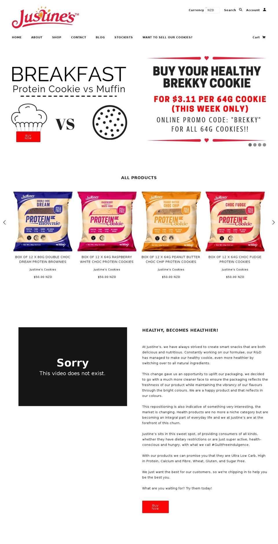 justinescookie.com — Shopify storefront screenshot