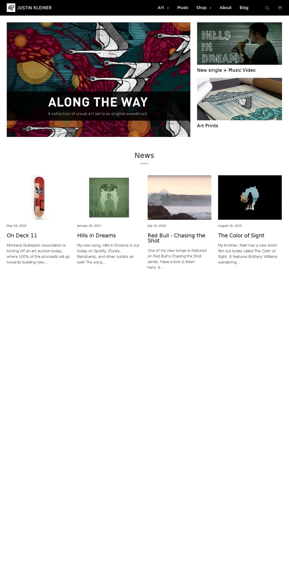 justinkleiner.com — Shopify storefront screenshot