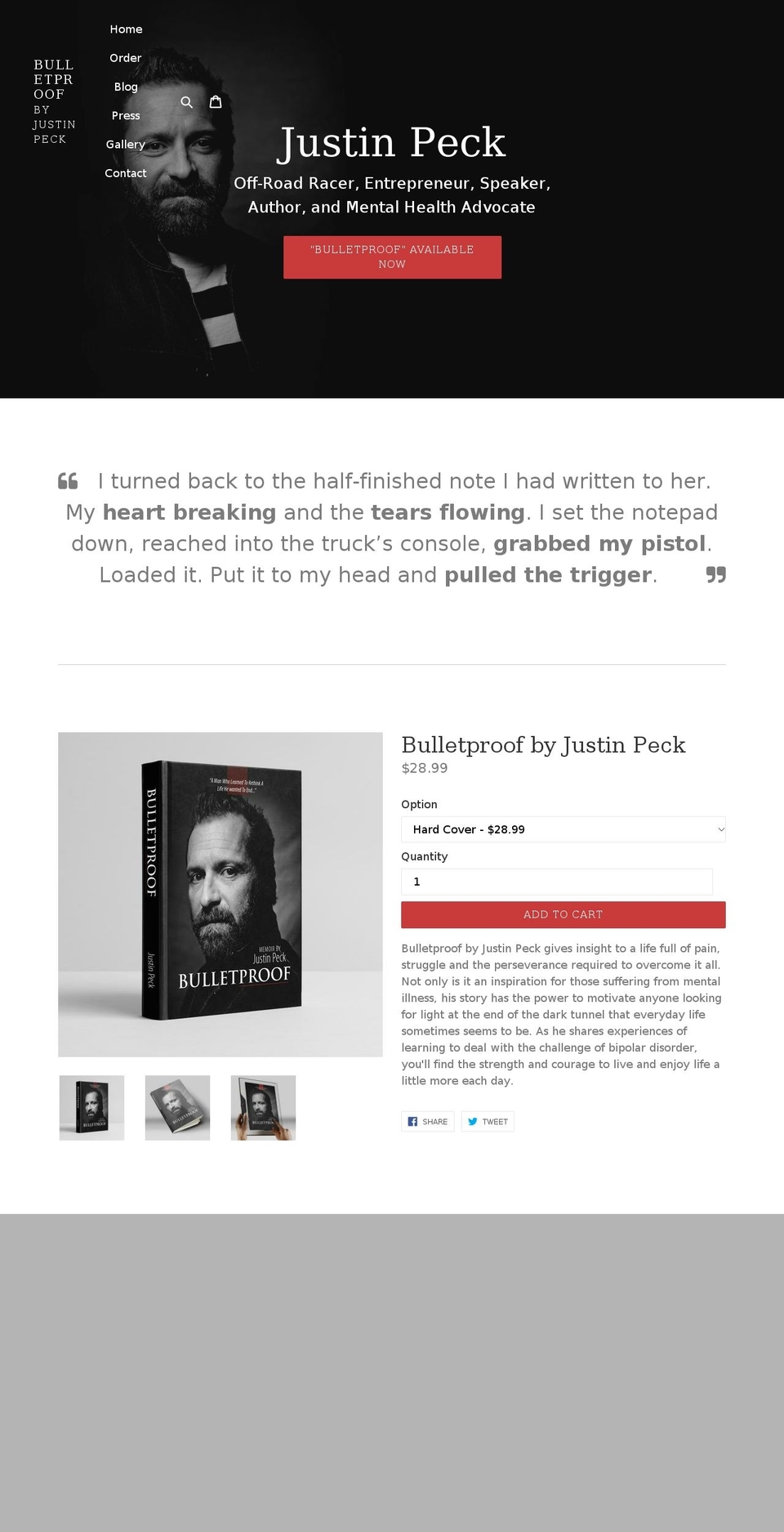 justinpeck.com shopify website screenshot