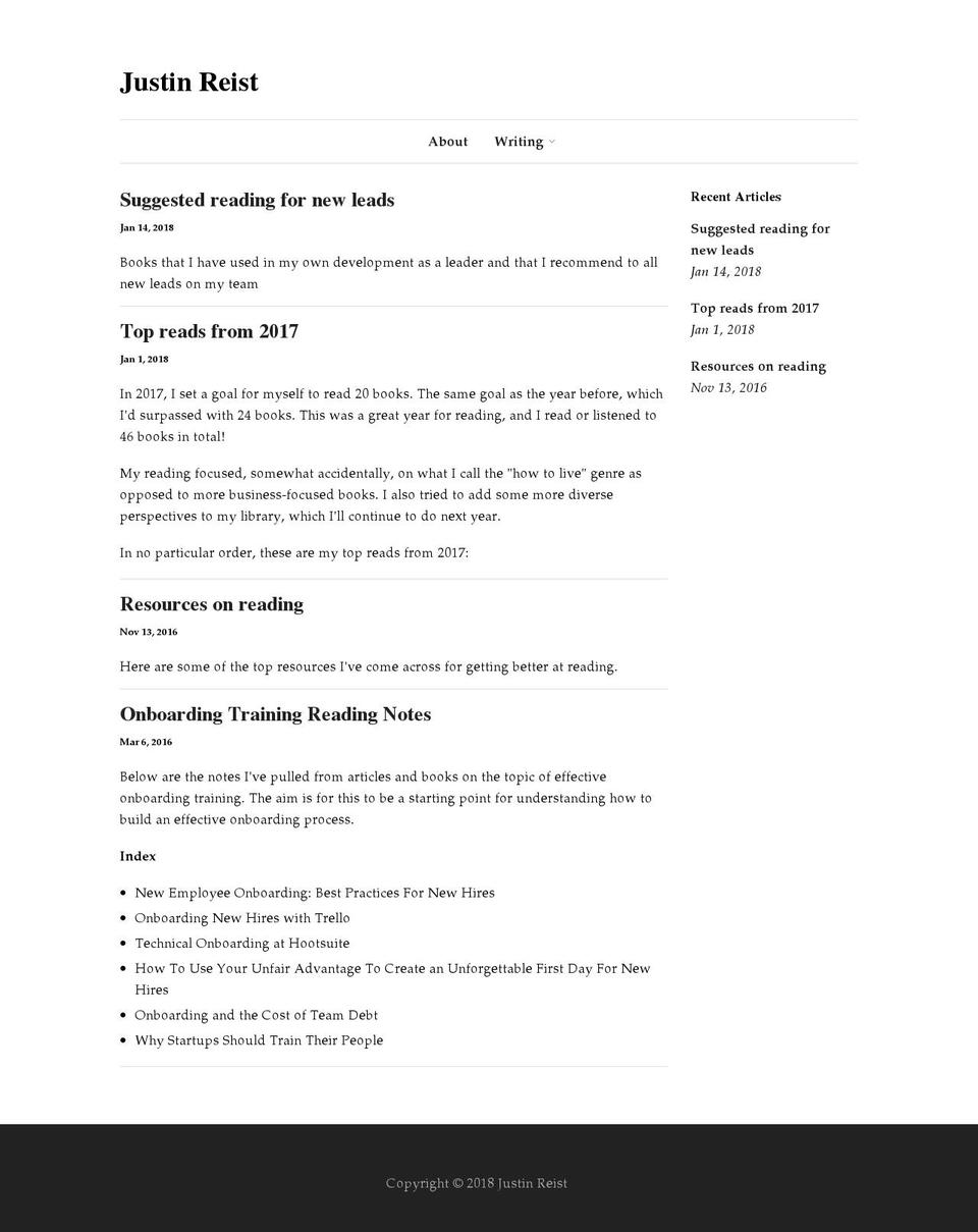 justinreist.com — Shopify storefront screenshot