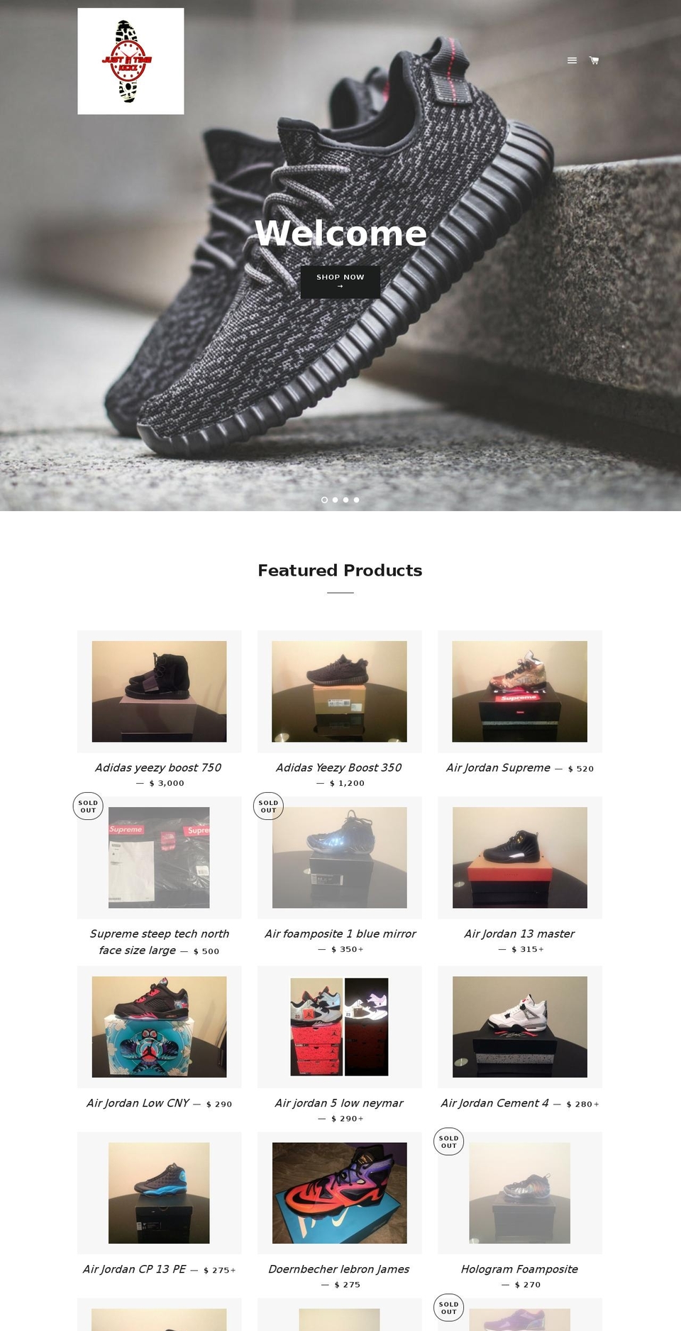 justintimekickz.com shopify website screenshot