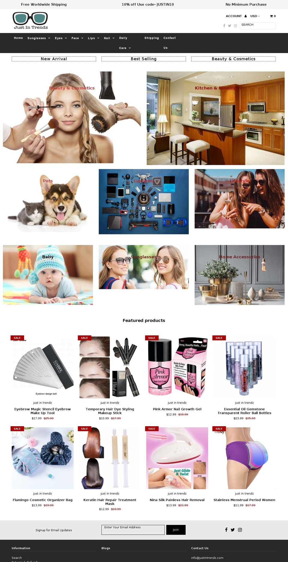 justintrendz.com — Shopify storefront screenshot