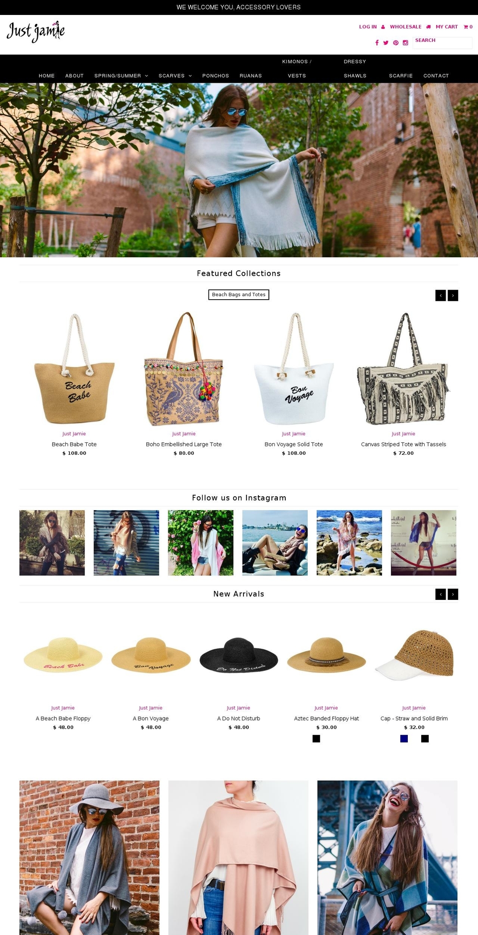 justjamiescarves.com shopify website screenshot