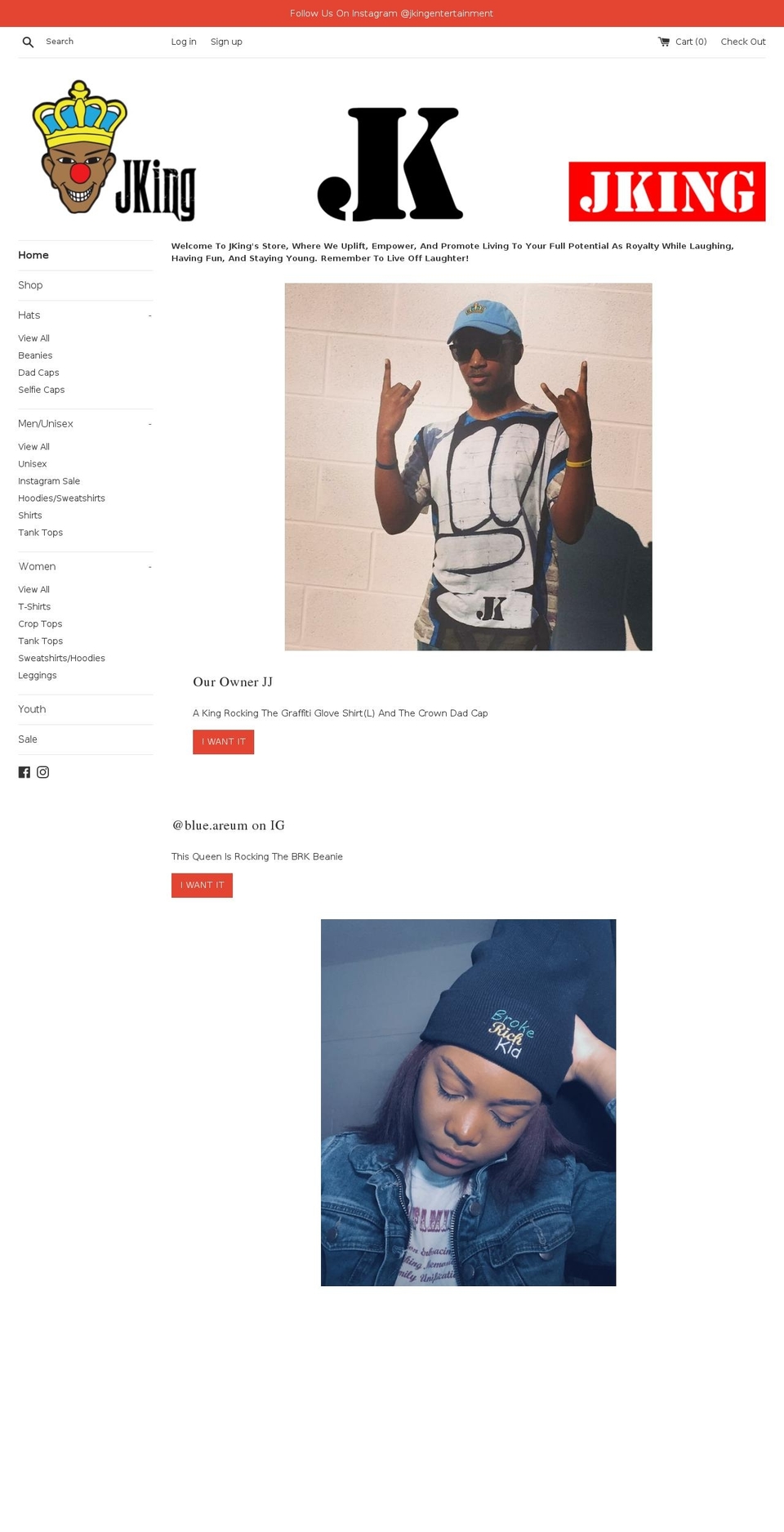 justjking.com shopify website screenshot