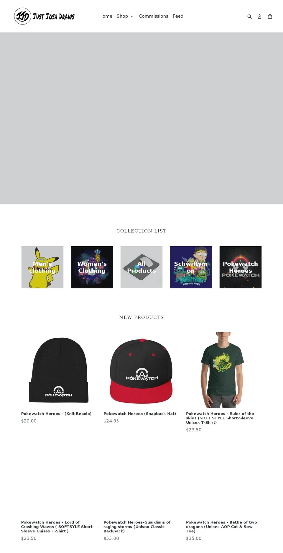 justjoshdraws.com shopify website screenshot