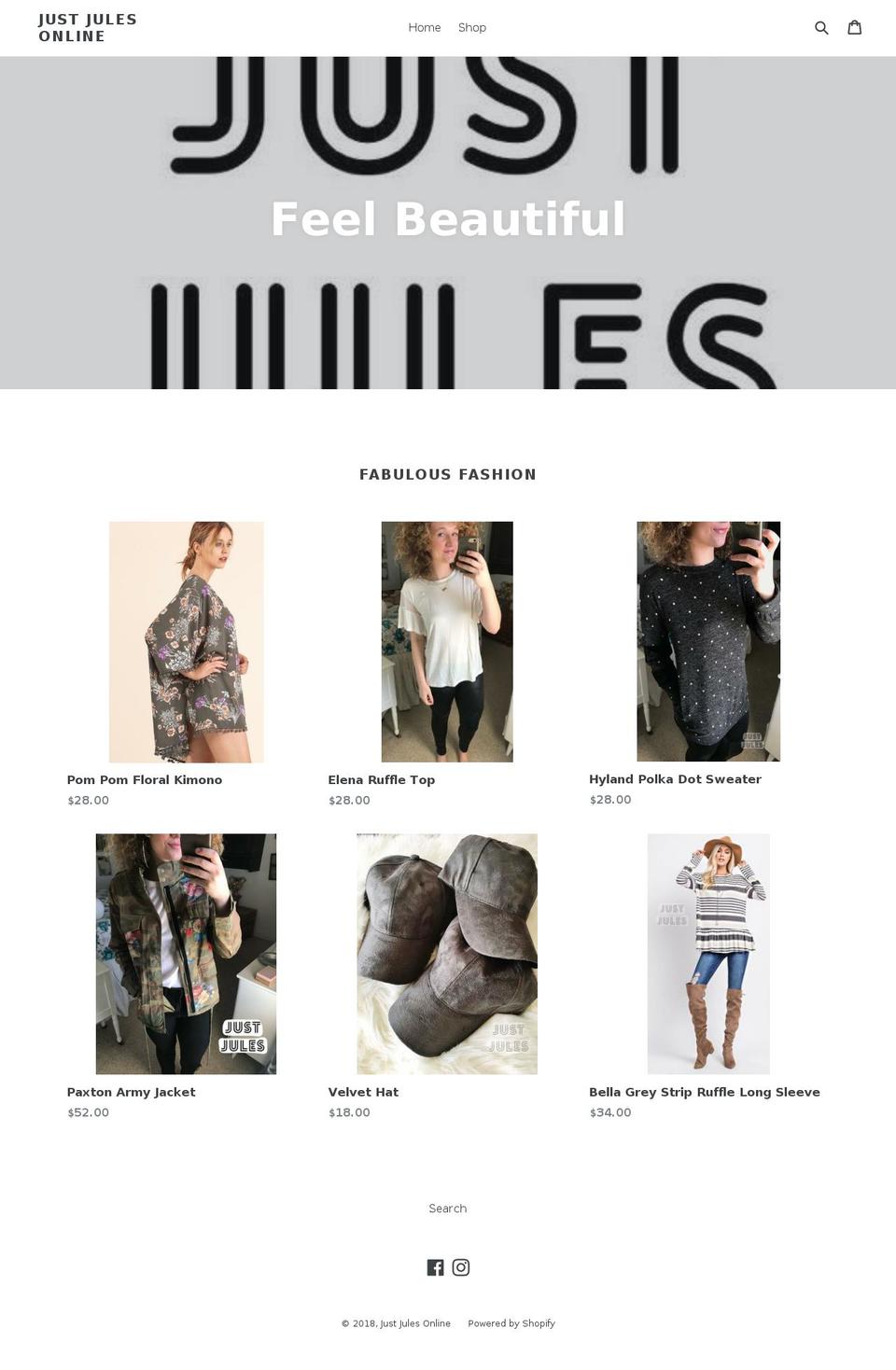 justjulesboutique.com — Shopify storefront screenshot