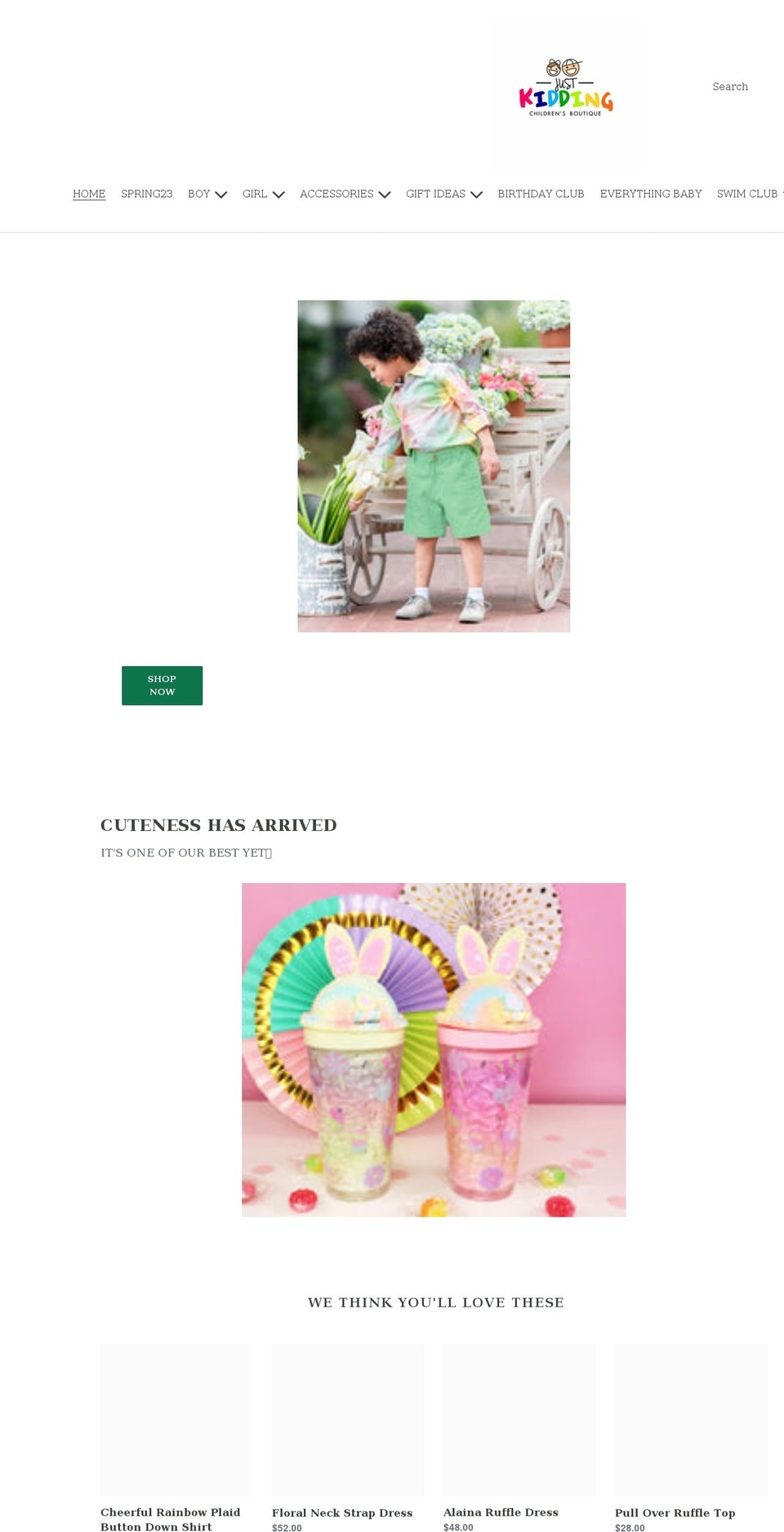 justkiddingbvi.com shopify website screenshot