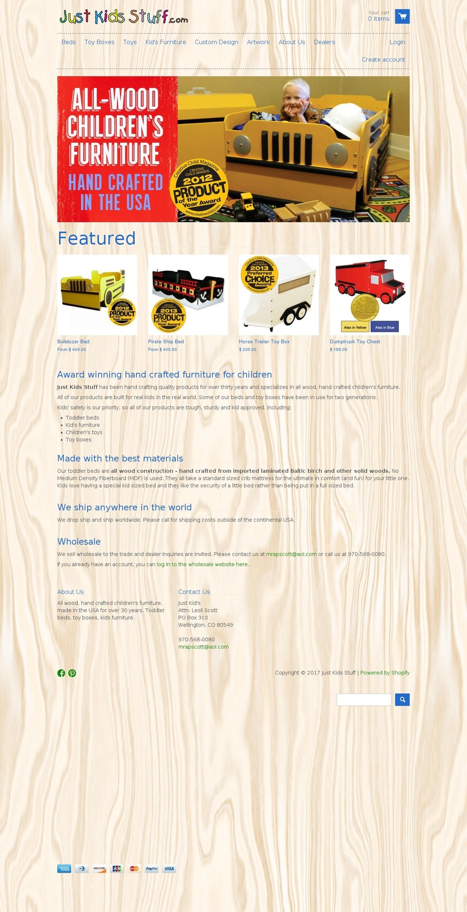 justkidsstuff.com shopify website screenshot