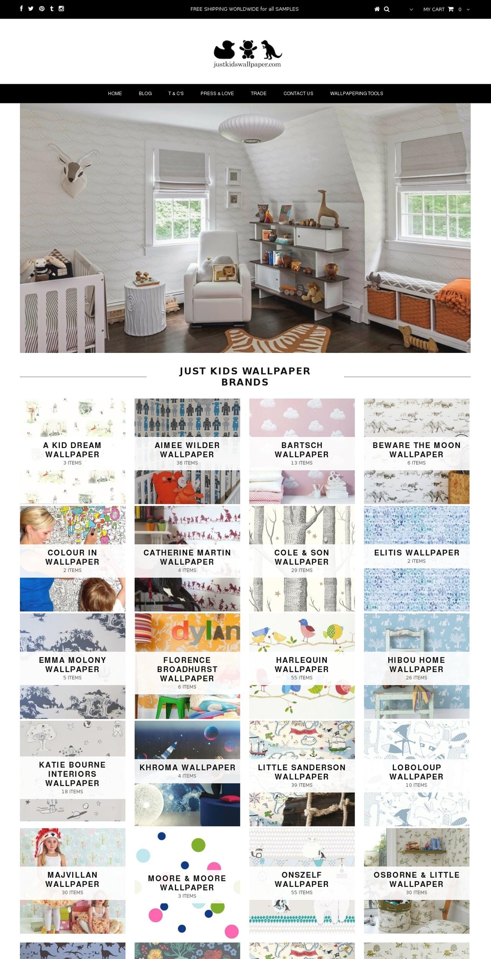 justkidswallpaper.com shopify website screenshot