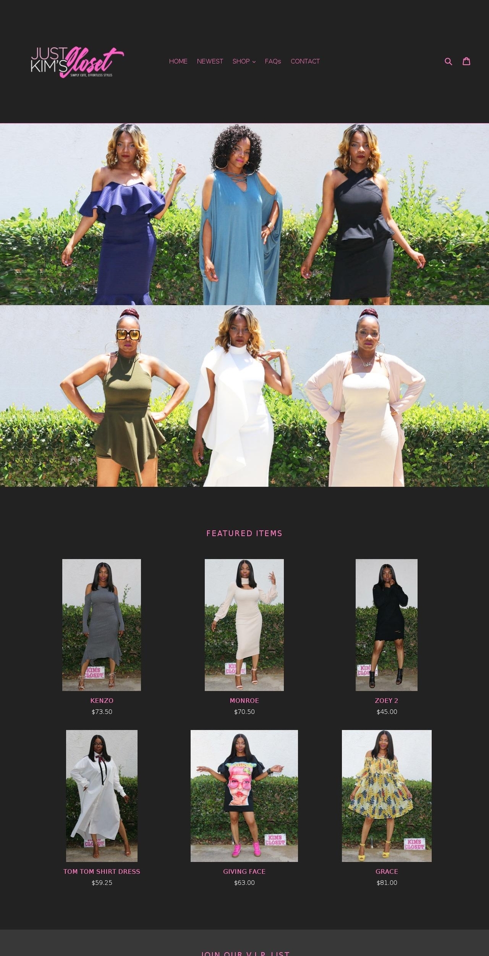 justkimscloset.com — Shopify storefront screenshot