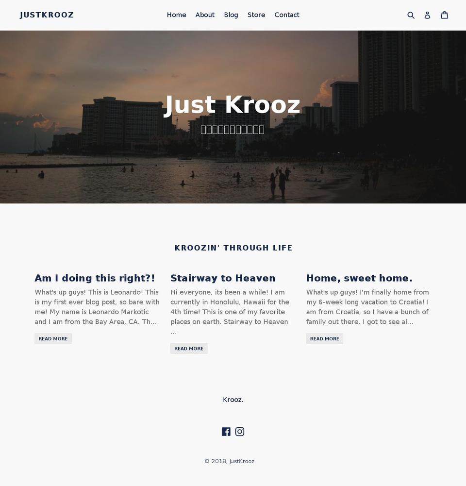 justkrooz.com shopify website screenshot