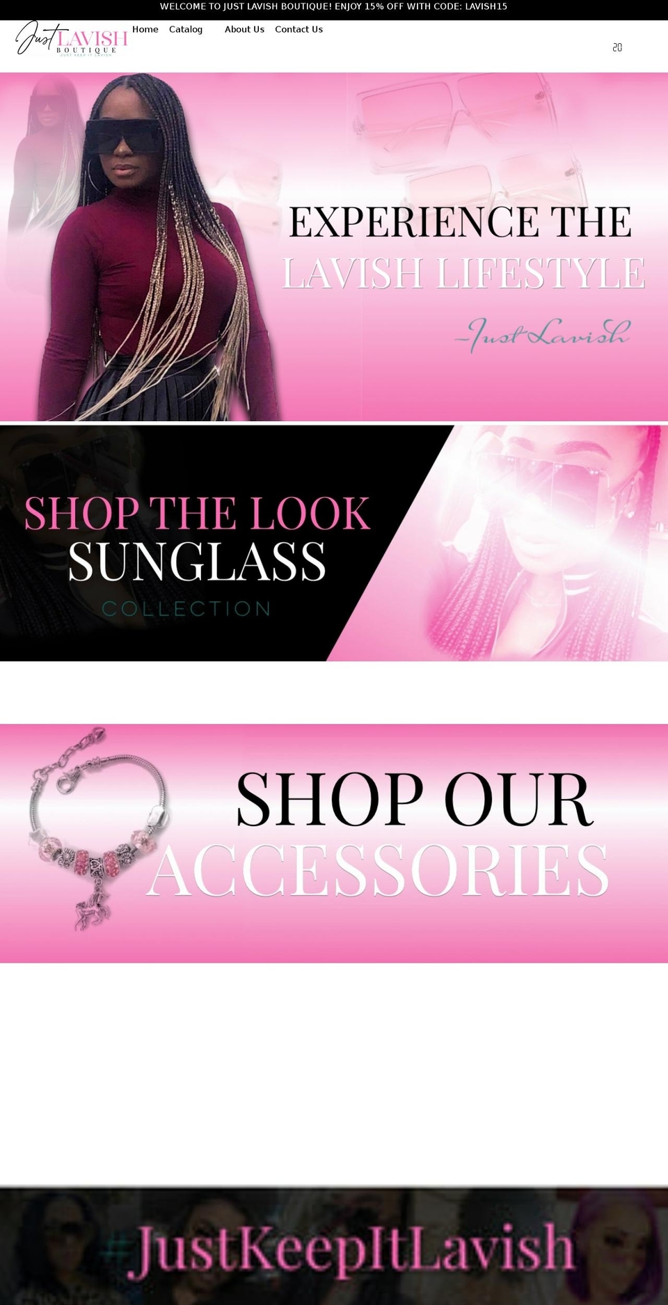 justlavishboutique.net shopify website screenshot