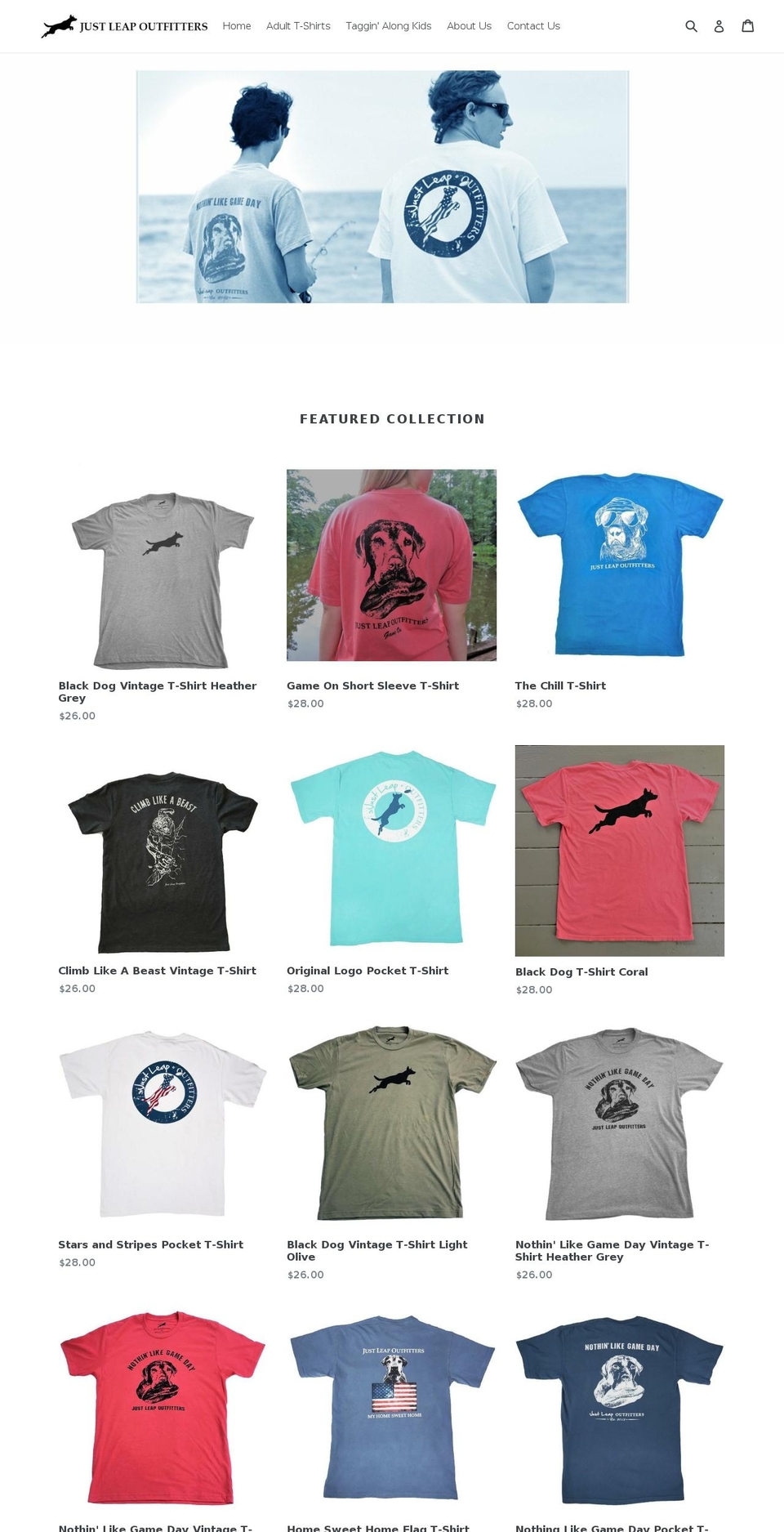 justleapoutfitters.com — Shopify storefront screenshot