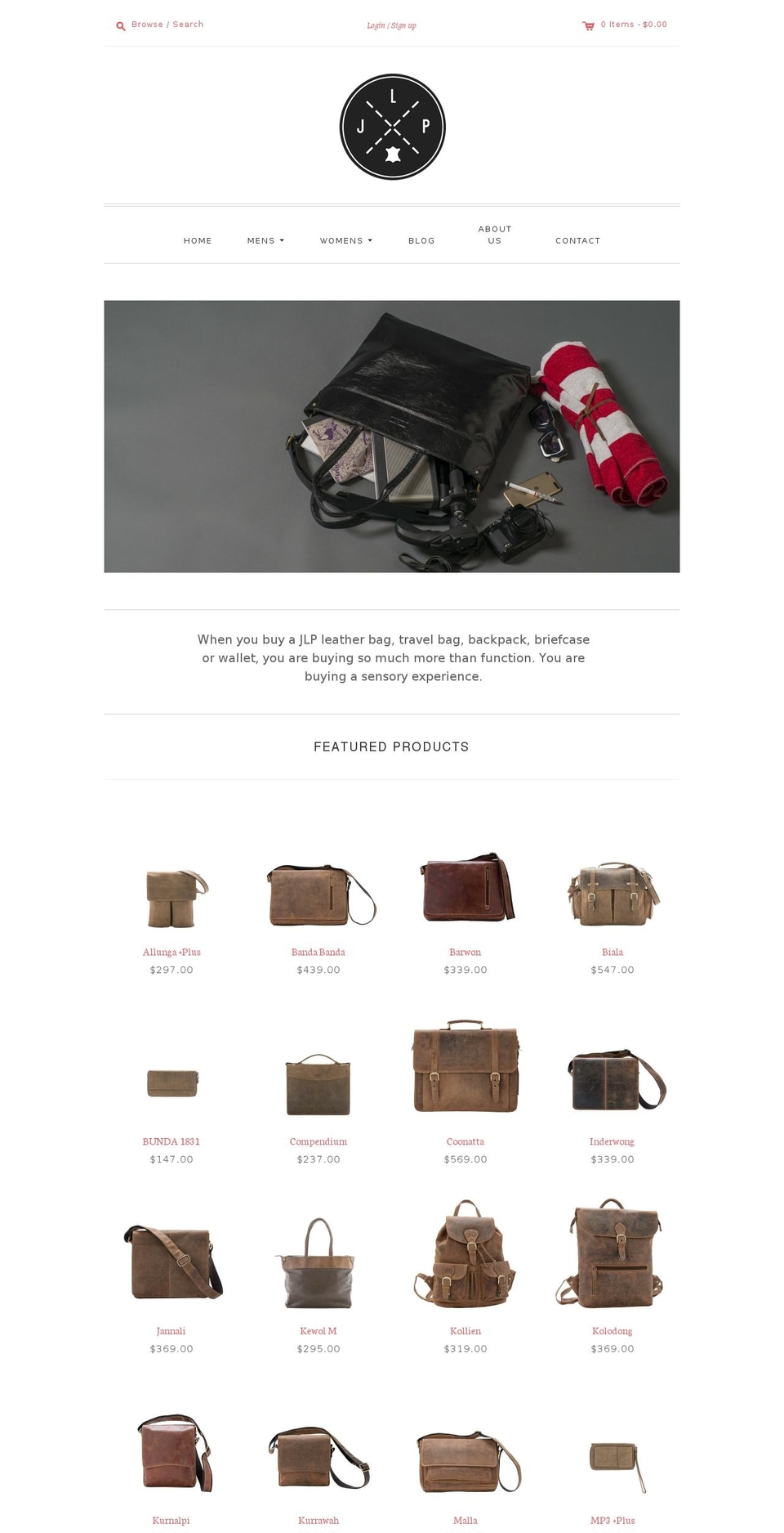 justleather.com.au shopify website screenshot