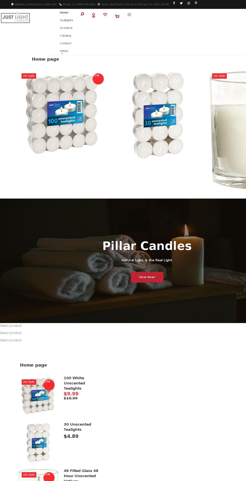 justlightcandles.com shopify website screenshot