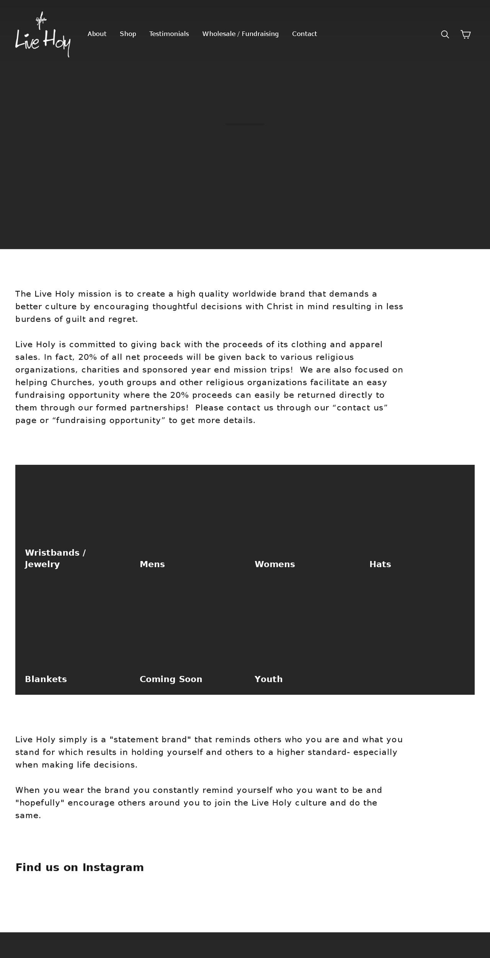 justliveholy.com shopify website screenshot