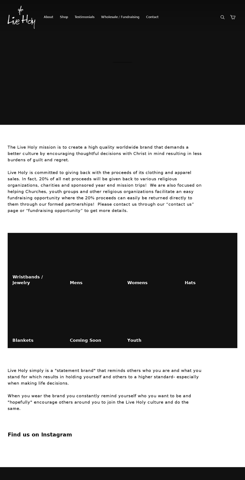 justliveholy.net shopify website screenshot