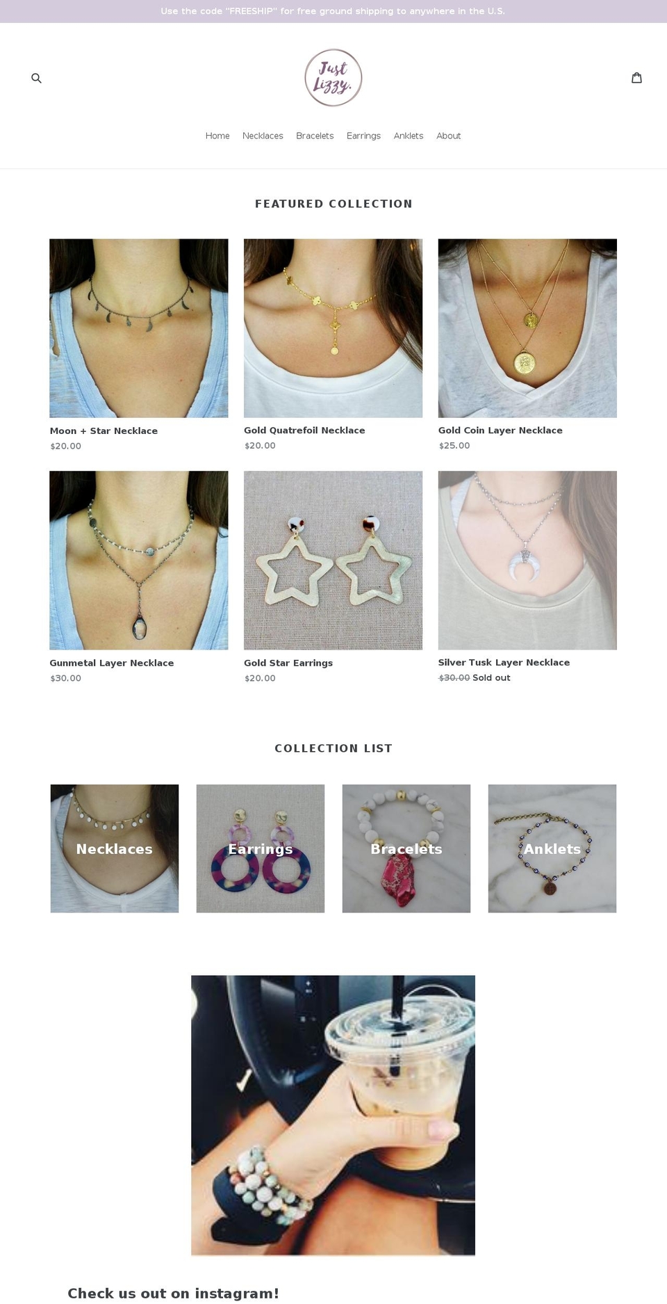 justlizzyjewelry.com — Shopify storefront screenshot