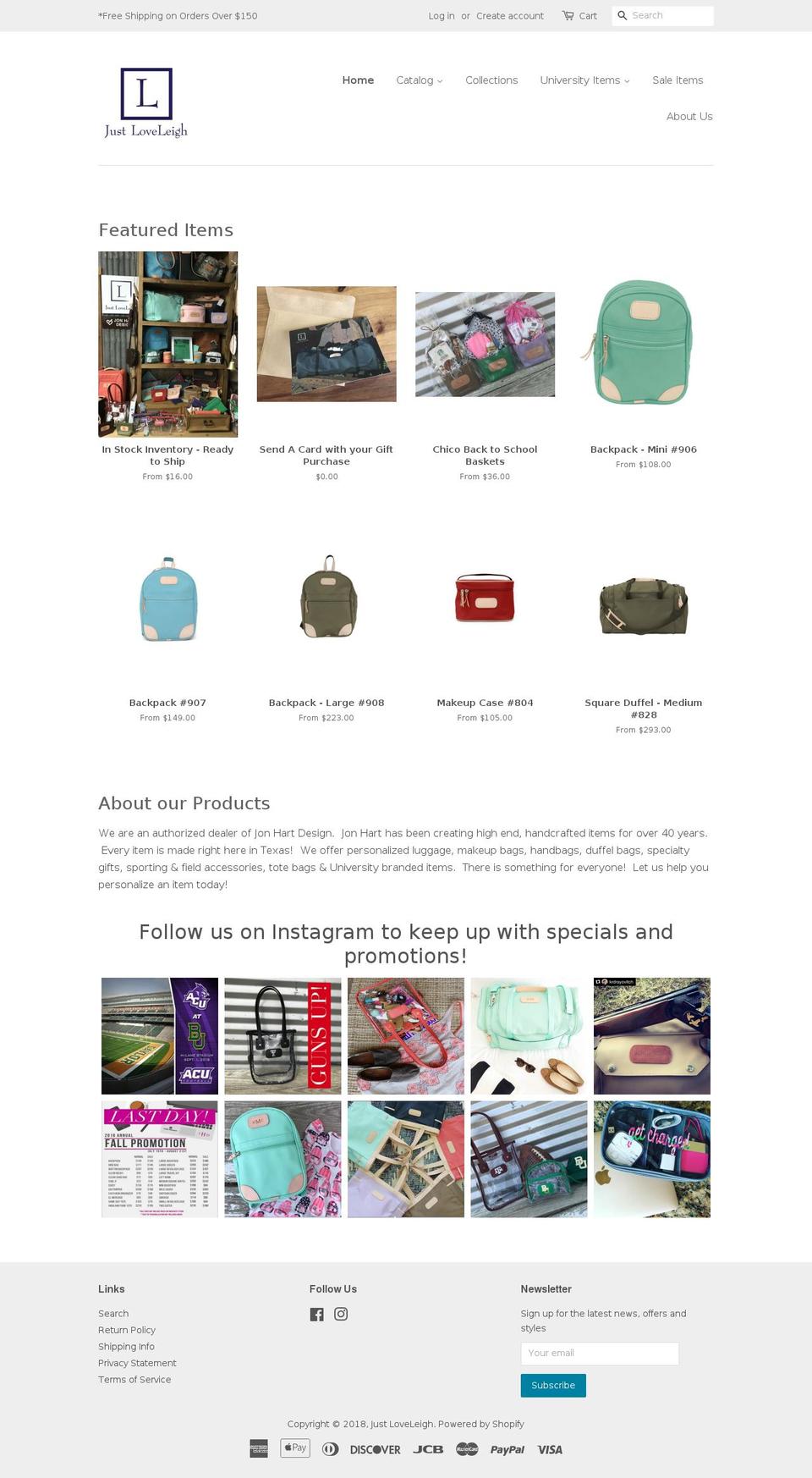 justloveleigh.com — Shopify storefront screenshot