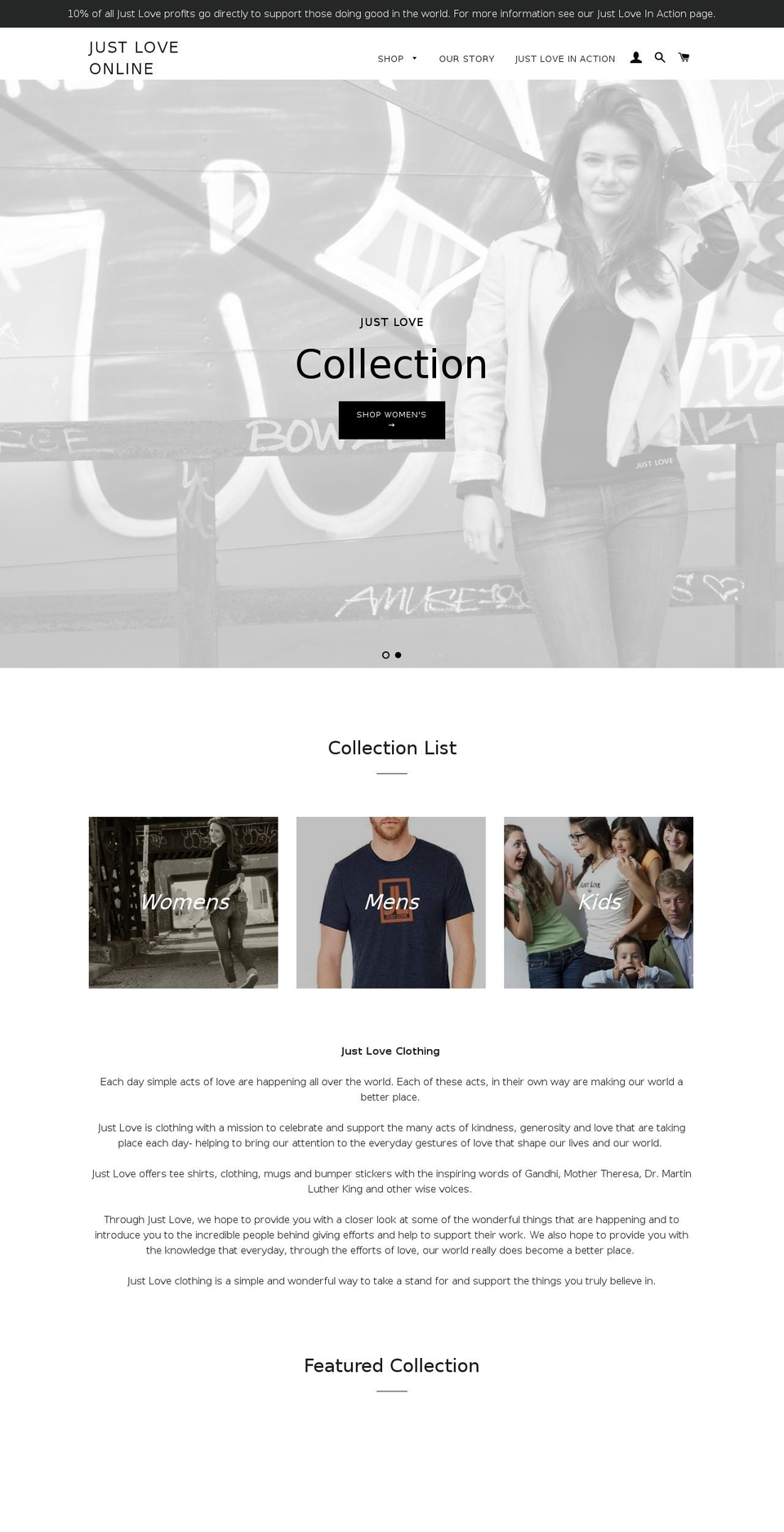 justlovepage.com — Shopify storefront screenshot