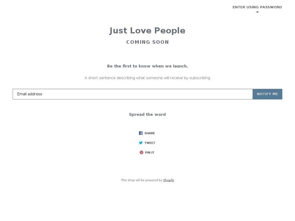 justlovepeople.org shopify website screenshot