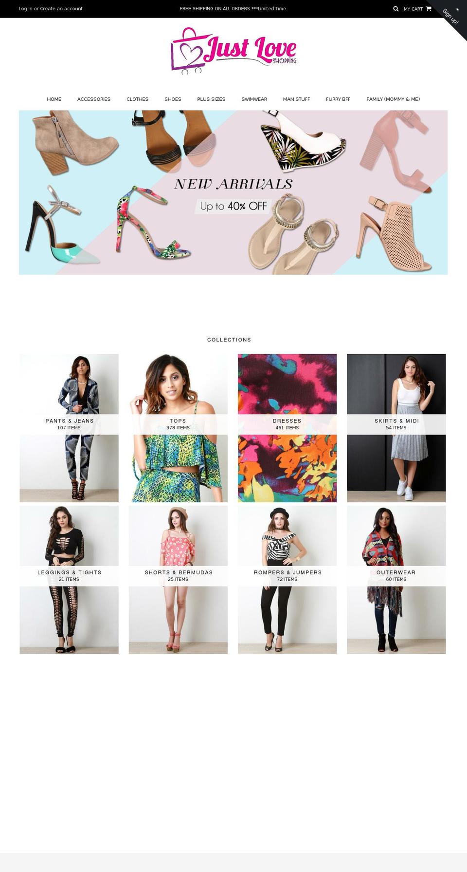 justloveshopping.com shopify website screenshot