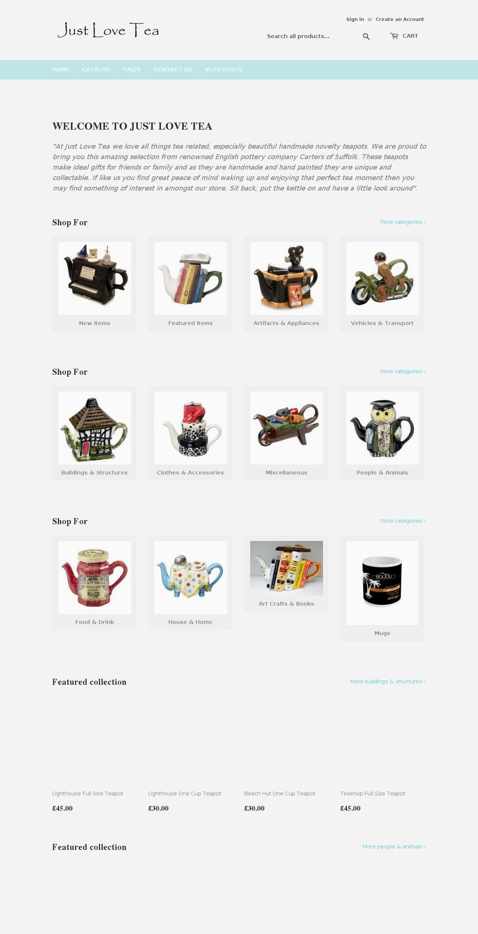 justlovetea.com — Shopify storefront screenshot