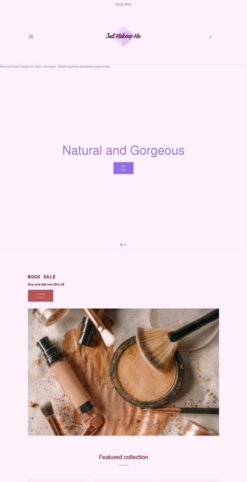 justmakeupme.com shopify website screenshot
