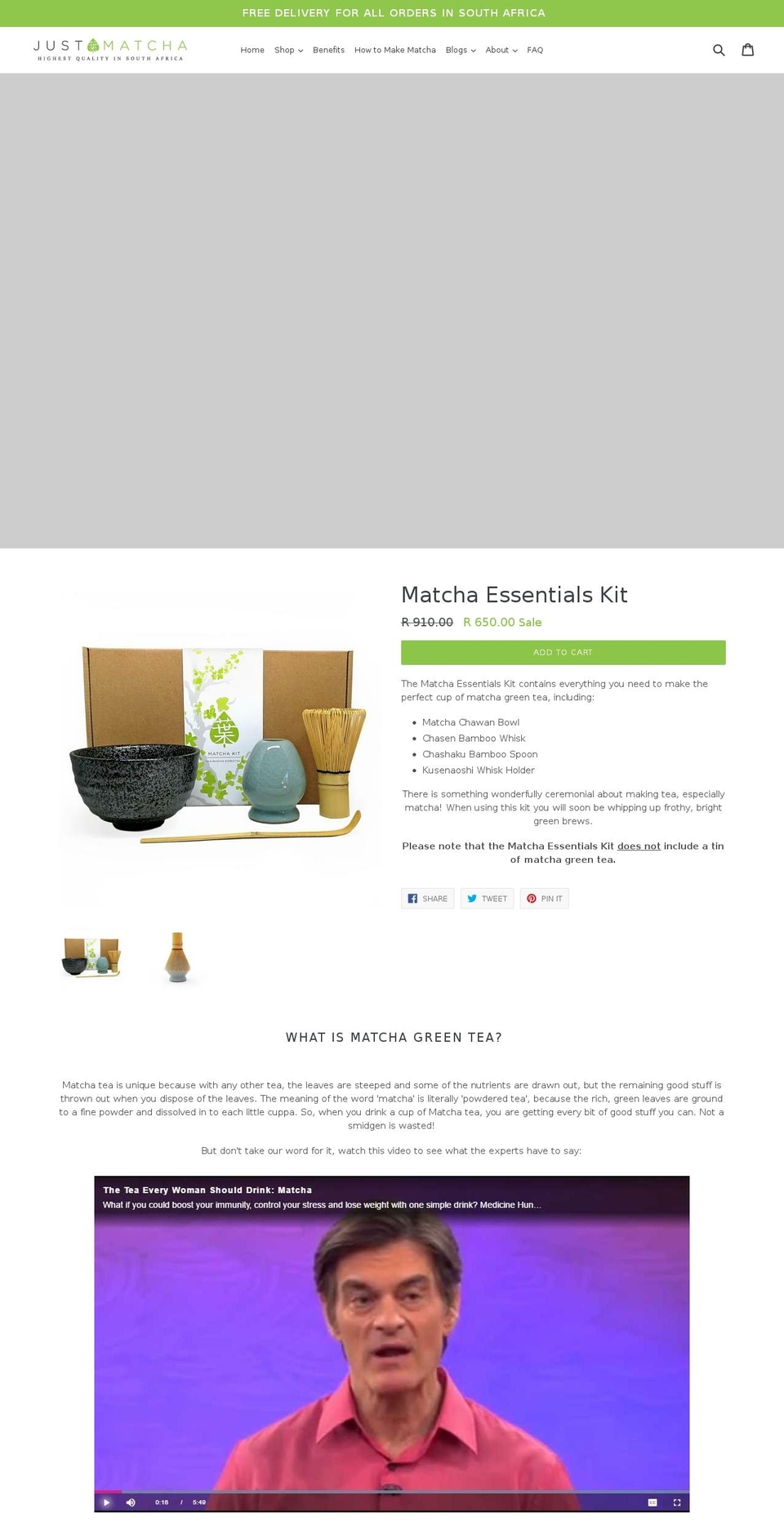 justmatcha.co.za shopify website screenshot