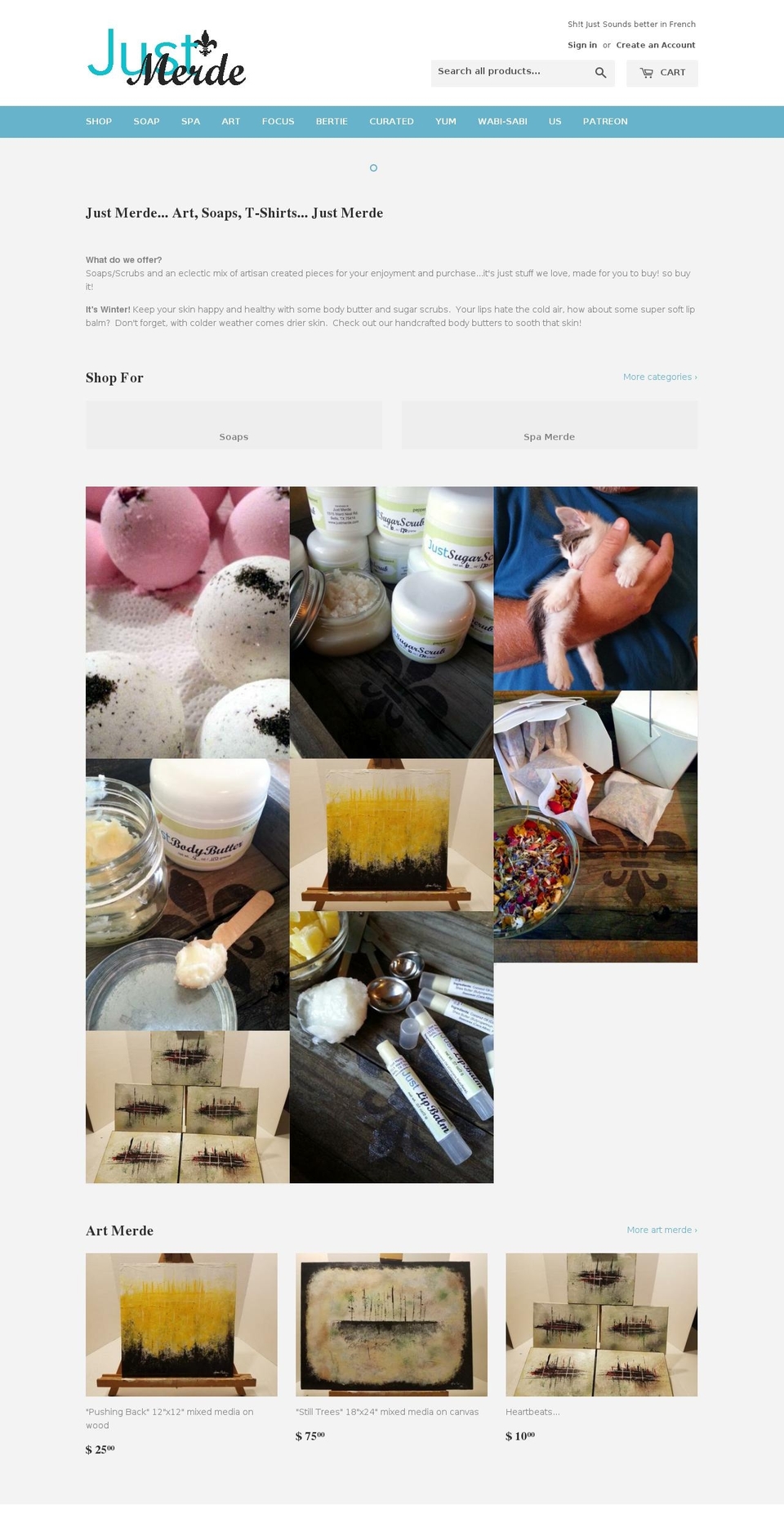 justmerde.com shopify website screenshot