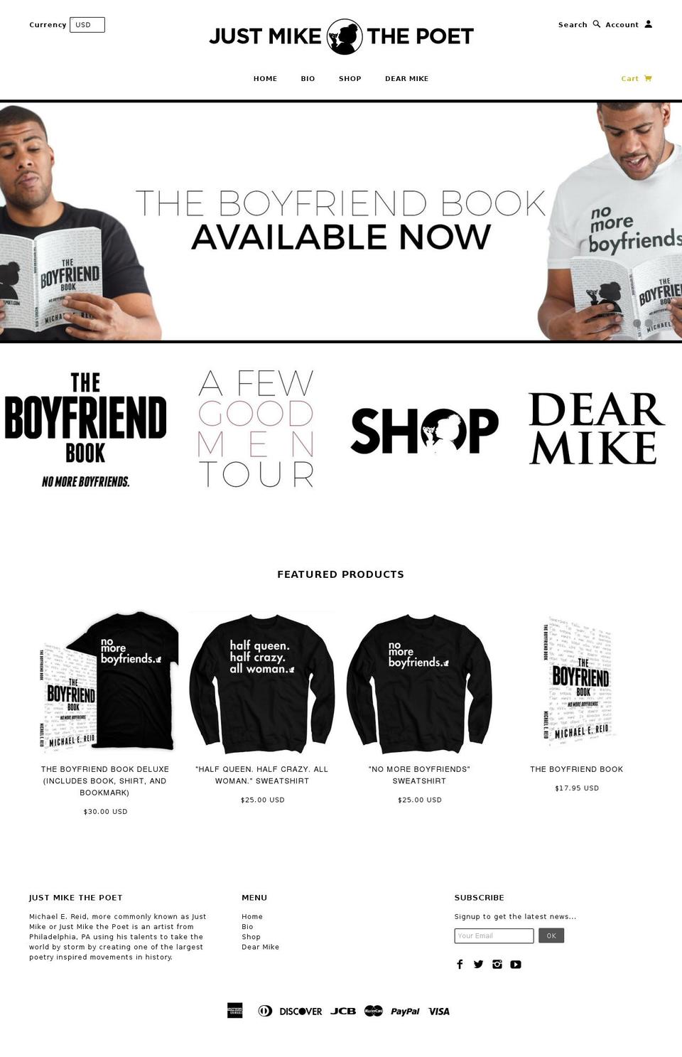 justmikethepoet.com shopify website screenshot