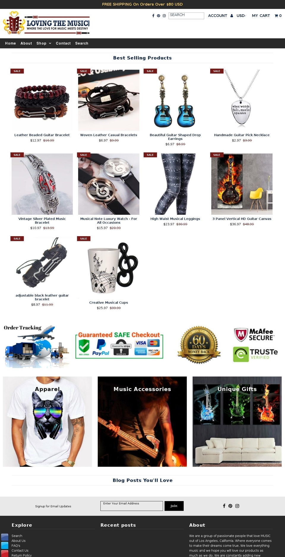 justmusicloving.com — Shopify storefront screenshot