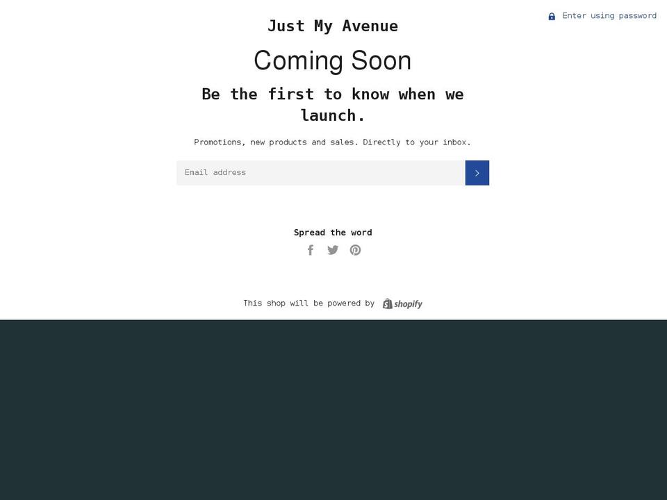 justmyavenue.com shopify website screenshot
