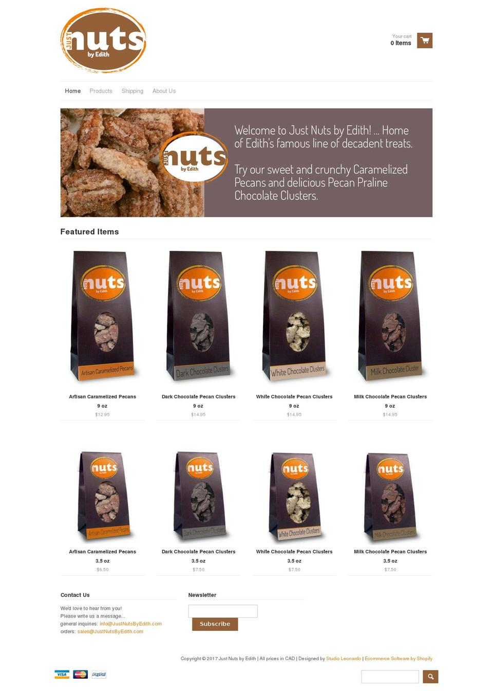 justnutsbyedith.com shopify website screenshot