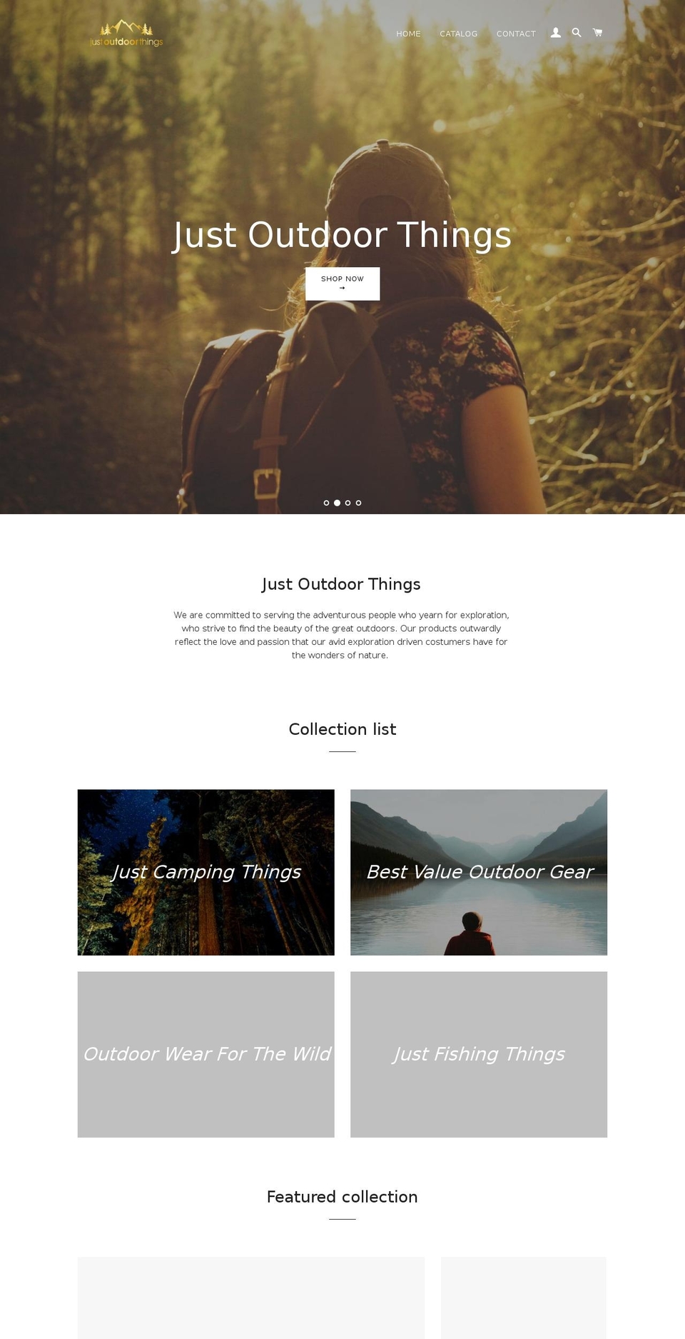 justoutdoorthings.com — Shopify storefront screenshot
