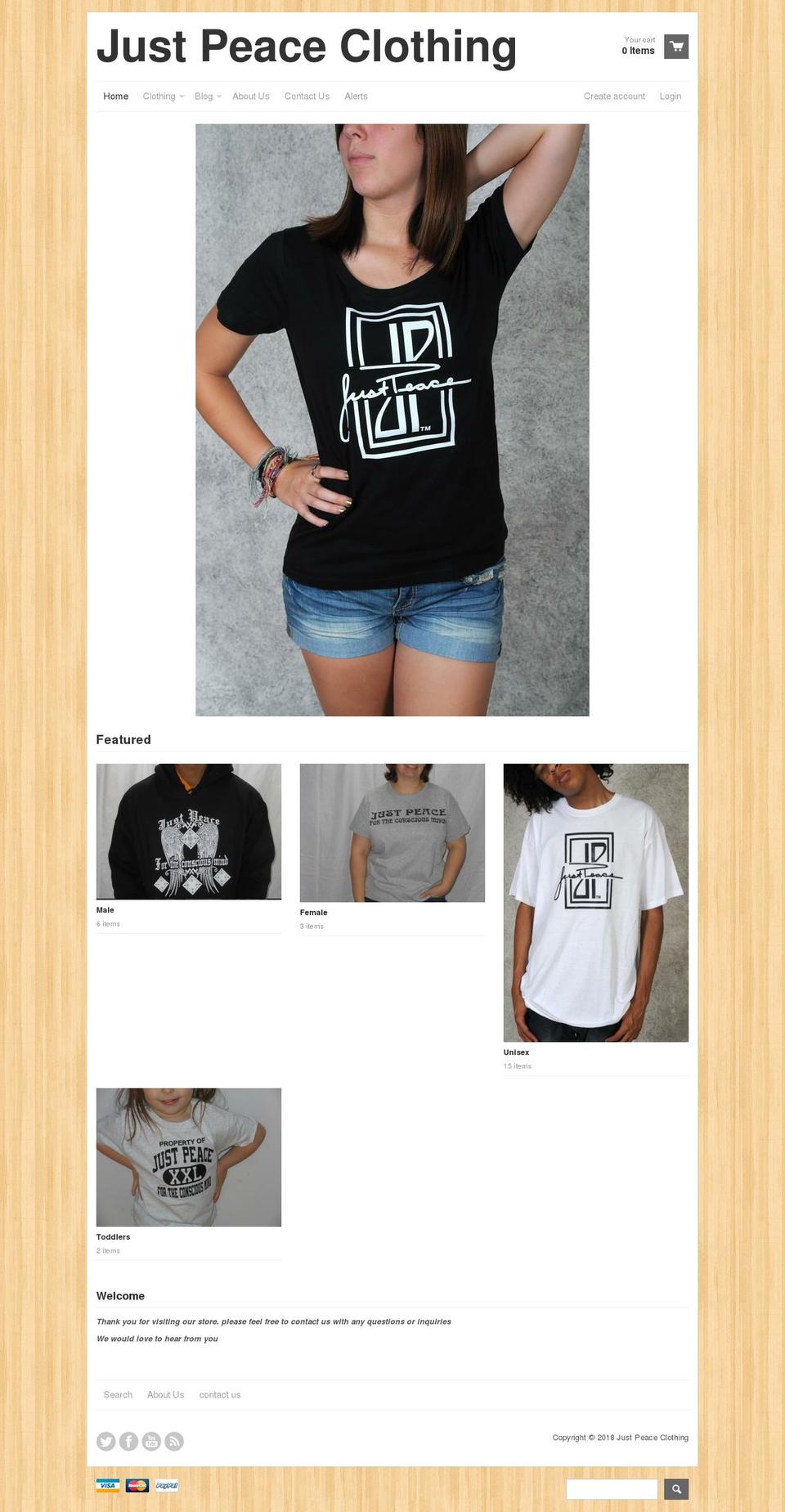justpeaceclothing.com — Shopify storefront screenshot