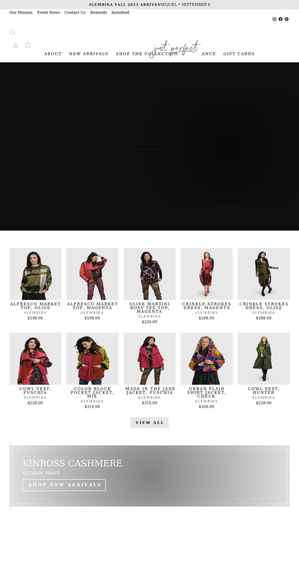 justperfectcollection.com shopify website screenshot