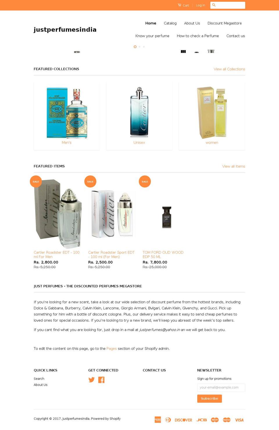 justperfumesindia.com shopify website screenshot