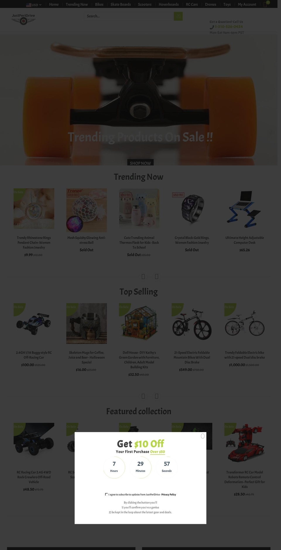justperidrive.com shopify website screenshot