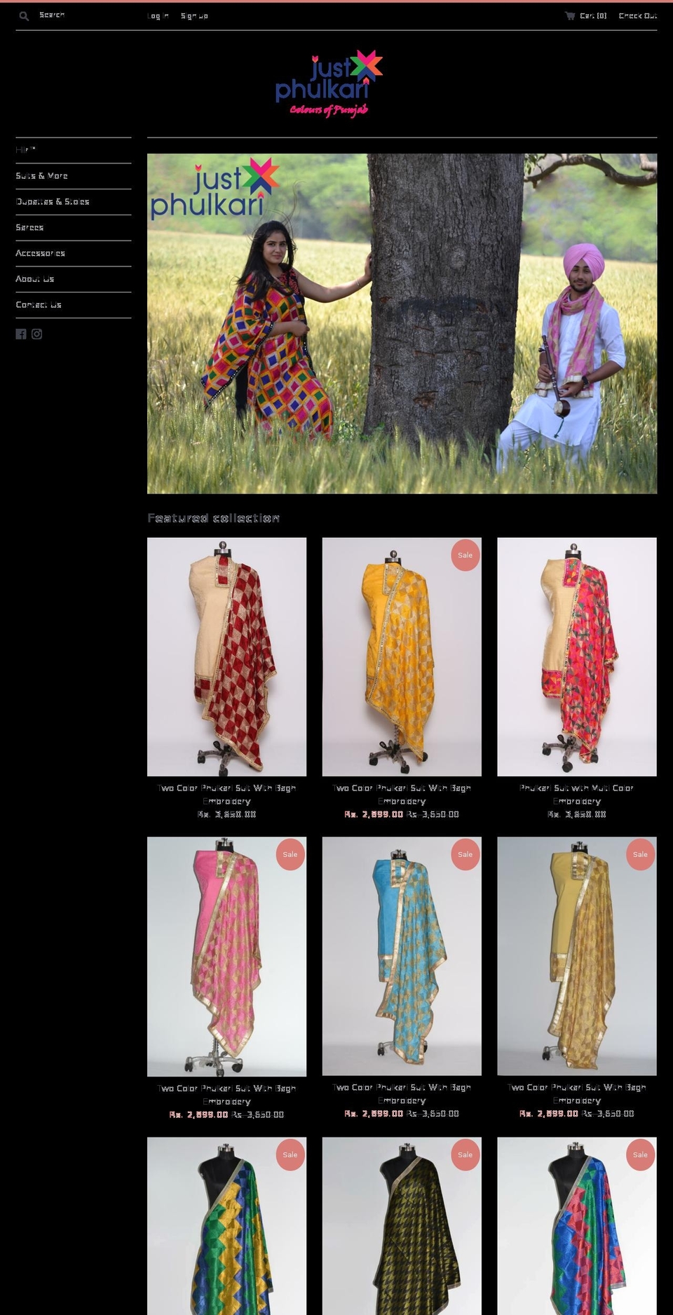 justphulkari.com shopify website screenshot