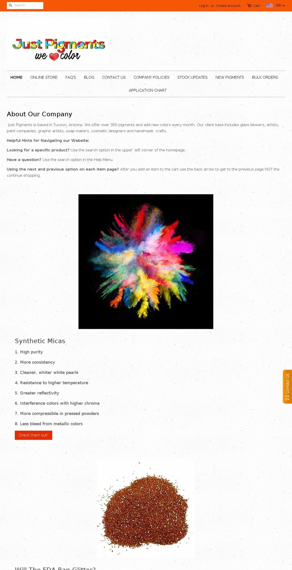 justpigments.com shopify website screenshot