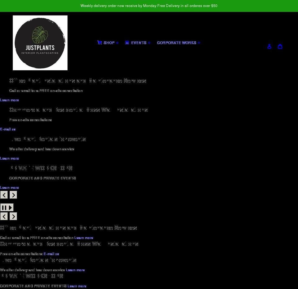 justplants.ca shopify website screenshot