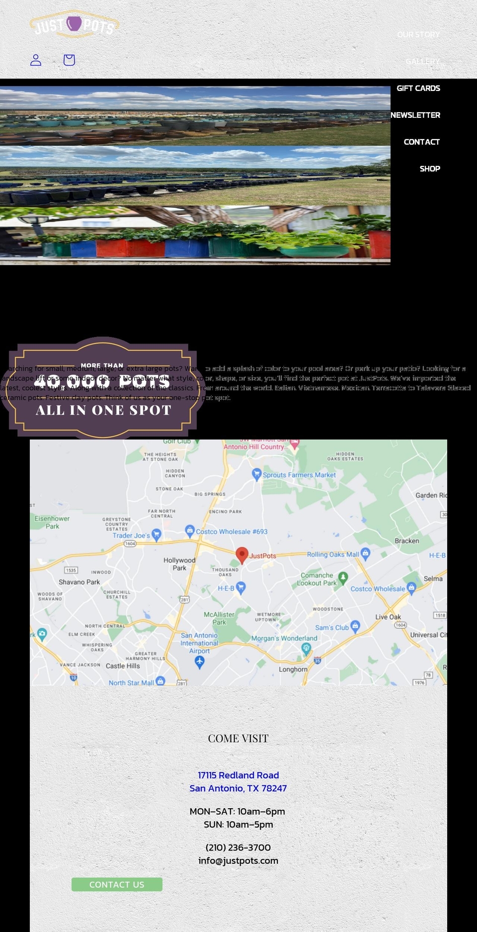 justpots.com shopify website screenshot